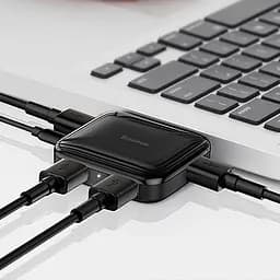 Мультипортовий адаптер USB Хаб Baseus Fully Folded Portable Type-C to 4 USB2.0 CAHUB-DW01 Dark Grey - мініатюра 3
