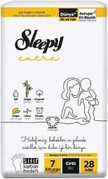Підгузки дитячі Sleepy Extra XXL 7 (20-30 кг) 28 шт. Памперси для дітей одноразові на липучках - мініатюра 2