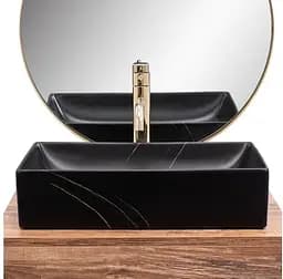 Умивальник Rea Inga 34,5x51 black marble mat (REA-U8006) - мініатюра 6
