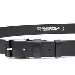 Якісний ремінь під джинси з натуральної шкіри Grande Pelle 11685 чорний 120 см - мініатюра 3