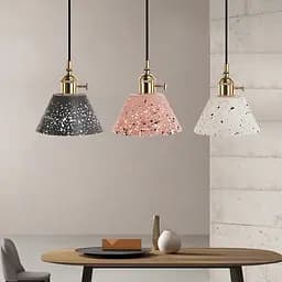 Підвіс Terrazzo Cono із білим бетонним плафоном в стилі Ар-деко Line.F MJ 165/1 WT