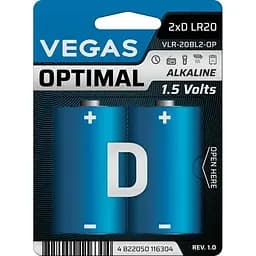 Первичный элемент питания Vegas Optimal D Alkaline 2 шт. (VLR-20BL2-OP)