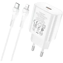 Мережевий зарядний пристрій Hoco N22 Type-C PD 25W білий + кабель Type-C to Lightning