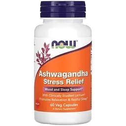 Натуральная добавка NOW Ashwagandha Stress Relief, 60 вегакапсул