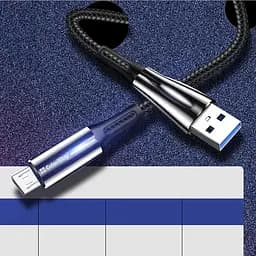 Кабель ColorWay USB - micro USB (M/M), Zinc Alloy + Led, 2.4 А, 1 м, Black (CW-CBUM035-BK) - мініатюра 3
