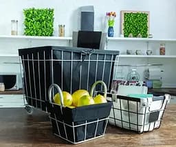 Кошик металевий Handy Home сітчастий з вкладишем, на колесах, 46х36х37см, чорний (TG-01) - мініатюра 2