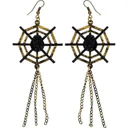 Сережки Павутинки чорно-золотисті