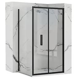 Душова кабіна Rea Rapid Fold 90x80 black REA-K6422 + REA-K6418, Чорний матовий, Універсальна, прозорий