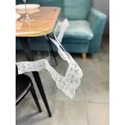 Силиконовая скатерть с серым кружевом Арка 7 см 350х100 см