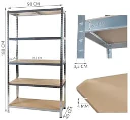 Стелаж металевий Malatec 23768 180x90x40 см, 5 поліць, 875 кг, для гаража - мініатюра 3