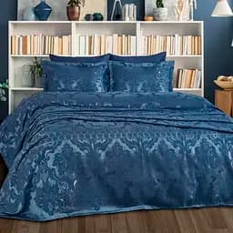 Покривало жакард з наволочками Dantela Vita - Armada indigo синій євро - мініатюра 2