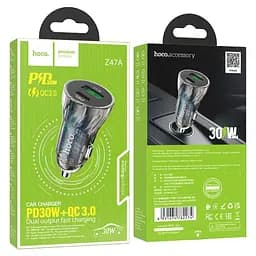 Автомобільний зарядний пристрій HOCO Z56 Friend PD35W+QC3.0 cigarette lighter car charger сірий - мініатюра 4