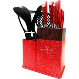 Набір кухонних ножів Edenberg EB-11098 на стійці 12 предметів Червоний