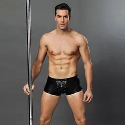 Эротические мужские лаковые трусы JSY со шнуровкой One Size Black