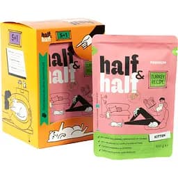 Набір вологих кормів для кошенят Half & Half 5+1 шматочки з індичкою у желе 600 г (6 шт. х 100 г)