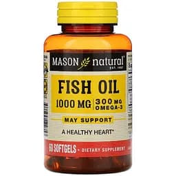 Риб'ячий жир Mason Natural 1000 мг з Омега-3, 300 мг 60 гелевих капсул