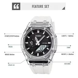 Наручний годинник чоловічий Skmei 2100 White Grey, 2100WTGY (18434) - мініатюра 5