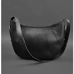 Шкіряна жіноча сумка Круасан чорна Krast