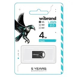 USB флеш накопичувач Wibrand 4GB Hawk Black USB 2.0 (WI2.0/HA4M1B) - мініатюра 2
