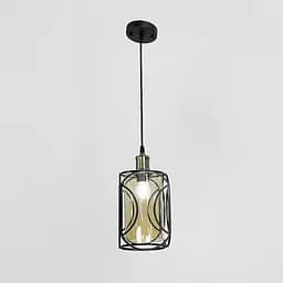 Стильний чорний підвіс із янтарним плафоном з серії Лофт | Арт. 12055/1 BK+AM | Line F