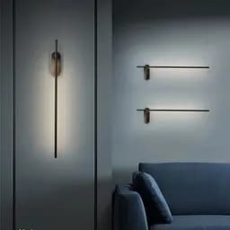 Сучасне лінійне бра в чорному корпусі 60 см Арт. WB 26/600 BK Line F