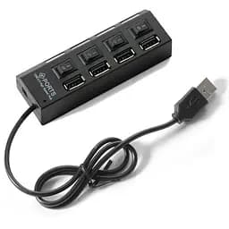 Хаб Usb 2.0 4 порти Black 480Mbts живлення від Usb Blister