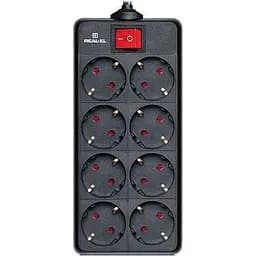 Фільтр-подовжувач мережевий REAL-EL RS-8 Protect 1.8м 8 розеток black
