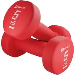 Гантелі для фітнесу Hop-Sport HS-V050DR неопренові круглі 2x5 кг червоні
