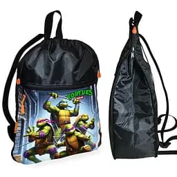 Рюкзак-мешок для обуви,спортивной формы Черепашки-ниндзя детская сумка для сменки с расширителем (01343)