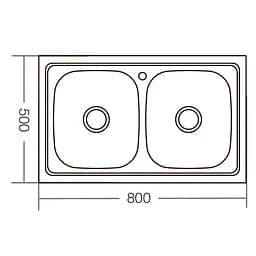 Кухонна мийка Zerix Z8050D-08-180E satin ZM0569, Нержавіюча сталь - мініатюра 2