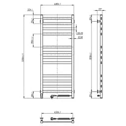 Електрична рушникосушка Navin Авангард 480x1200 Sensor правобічна з таймером, біла 00-044050-5080, Білий, Праве, Електронний - мініатюра 6