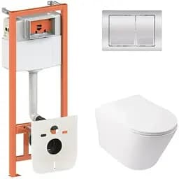 Набір Q-tap Nest 4 в 1 підвісний унітаз Swan Ultra Quiet 485x360x320 + комплект інсталяції QT16335179W45148