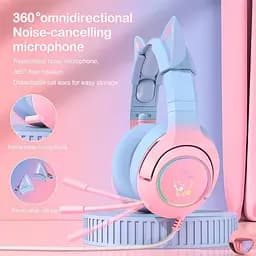 Дротова гарнітура Onikuma Gaming CAT Gradient with RGB K9, 7.1, USB, 2.2m, pink&blue - мініатюра 6
