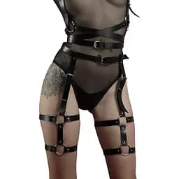 Гартери Feral Feelings - Garter, натуральна шкіра, колір чорний