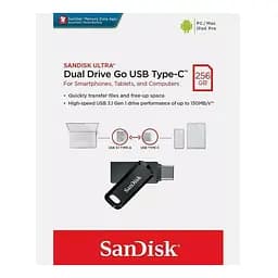Флеш-накопичувач SanDisk USB 3.1 Ultra Dual Go Type-C 256Gb (150 Mb/s) (SDDDC3-256G-G46) - мініатюра 2