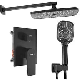 Душова система Rea Moby black + BOX прихованого монтажу REA-P2402, Чорний матовий