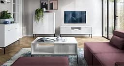 Стіл журнальний Perfect Home Нова / Nova з 2 шухлядами та чорними ніжками L104 Білий (PFH-091248) - мініатюра 8