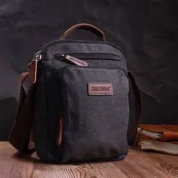 Функціональна вертикальна сумка для чоловіків із текстилю Vintage 22237 чорний - мініатюра 7