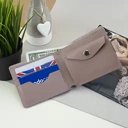 Гаманець жіночий шкіряний маленький Handycover HC0042 нюдовий на кнопці - мініатюра 8