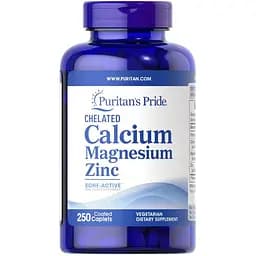 Вітаміни та мінерали Puritan's Pride Calcium Magnesium Zinc, 250 капсул