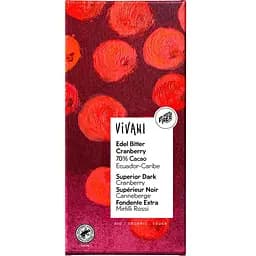 Шоколад чорний Vivani Edel Bitter Cranberry какао з журавлиною, органічний 70% 100 г