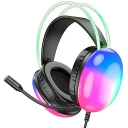 Наушники Hoco полноразмерные W109 Rich игровая гарнитура с подсветкой черная