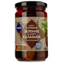 Асорті Премія Зелені оливки та Каламата з кісточками 300 г (882050)