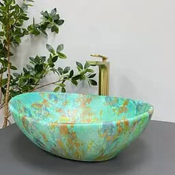 Умивальник VBI Parma marble green matt накладний VBI-011003, Цветной - мініатюра 5