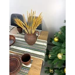 Комплект Рождественский льняной с украинским орнаментом Рандеву Ранер 140х30 см + салфетки 30х40 см 3 шт.