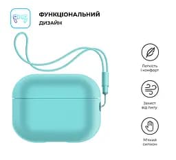 Силіконовий чохол для навушників Apple AirPods Pro 2 2022, Silicone Case with straps, бірюзовий, захисний чохол з ремінцем, ультратонкий і легкий, повний захист, з підвіскою, м"який силікон, ArmorStandart (ARM68615) - мініатюра 2