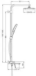 Душова система Koer KB-56031-05 3 функції KR5439, Чорний матовий - мініатюра 2