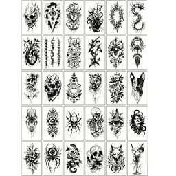 Набор детских временных тату "Черные мини №5" Fresh Tattoo black-tattoo-mini-set-5-T