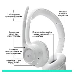 Навушники Logitech гарнітура ігрова бездротова Zone 300 Wireless Headset BT біла - мініатюра 5