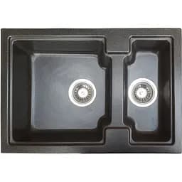 Гранітна кухонна мийка Romzha Patrat 62D Antracit (902) з 1.5 чашами